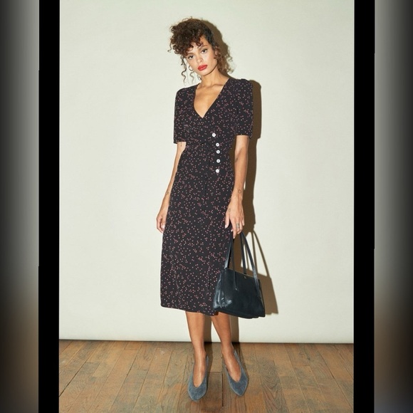 Rouje Gabin Wrap Mini Dress in Bordeaux Selena Gomez Size 2 - Picture 5 of 8